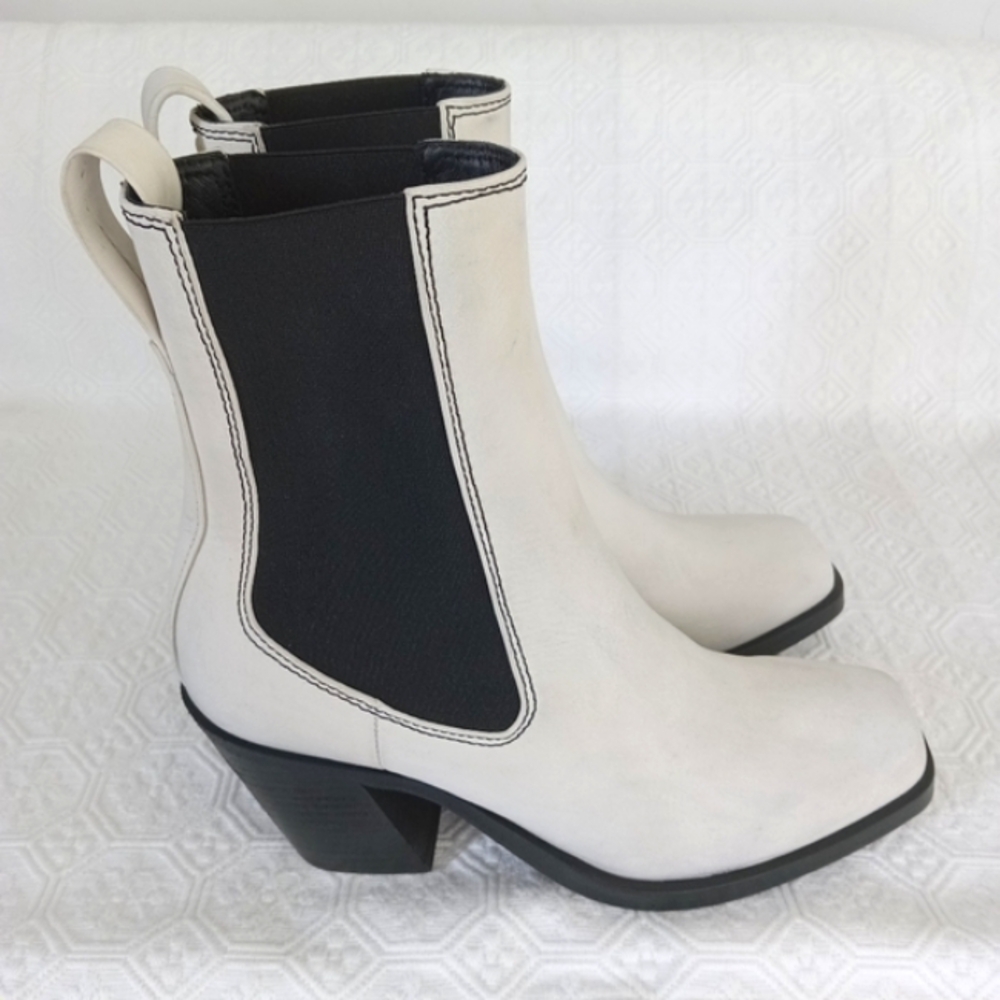 RAG & BONE Chelsea White Leather Boots Women's Size 8